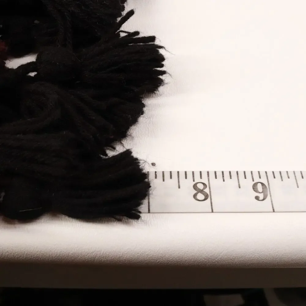 Vintage Paul Martin Worsted Wool Scarf Brown Black Double Layered Tassel Fringe